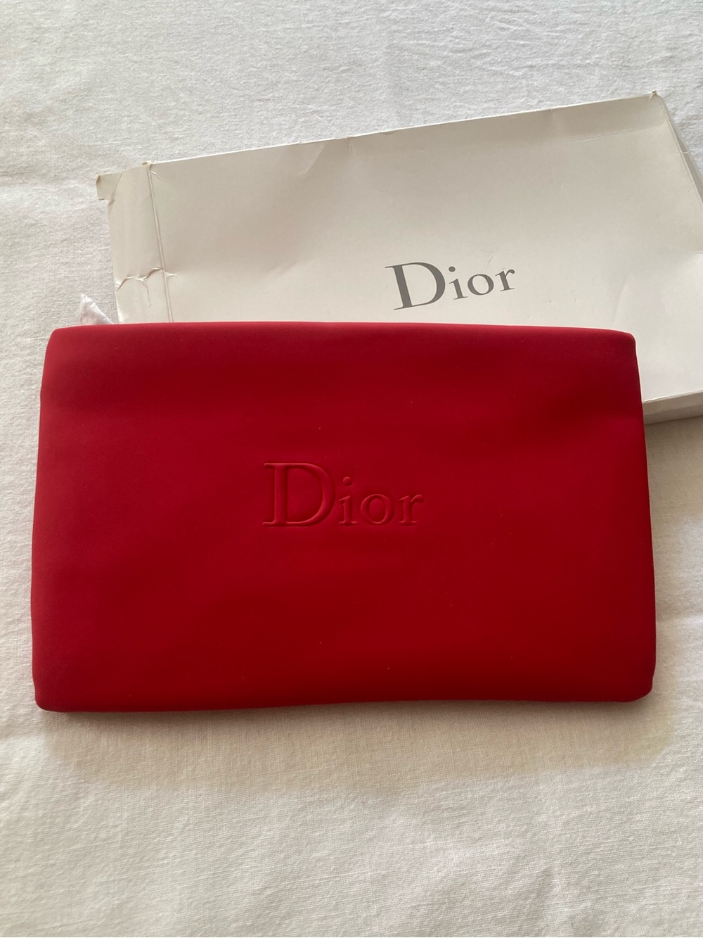 Dior Embossed Pouch / Red Dior Travel Bag New in Box